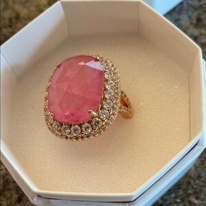 Size 8 BP Pink and Gold Ring with Double Halo